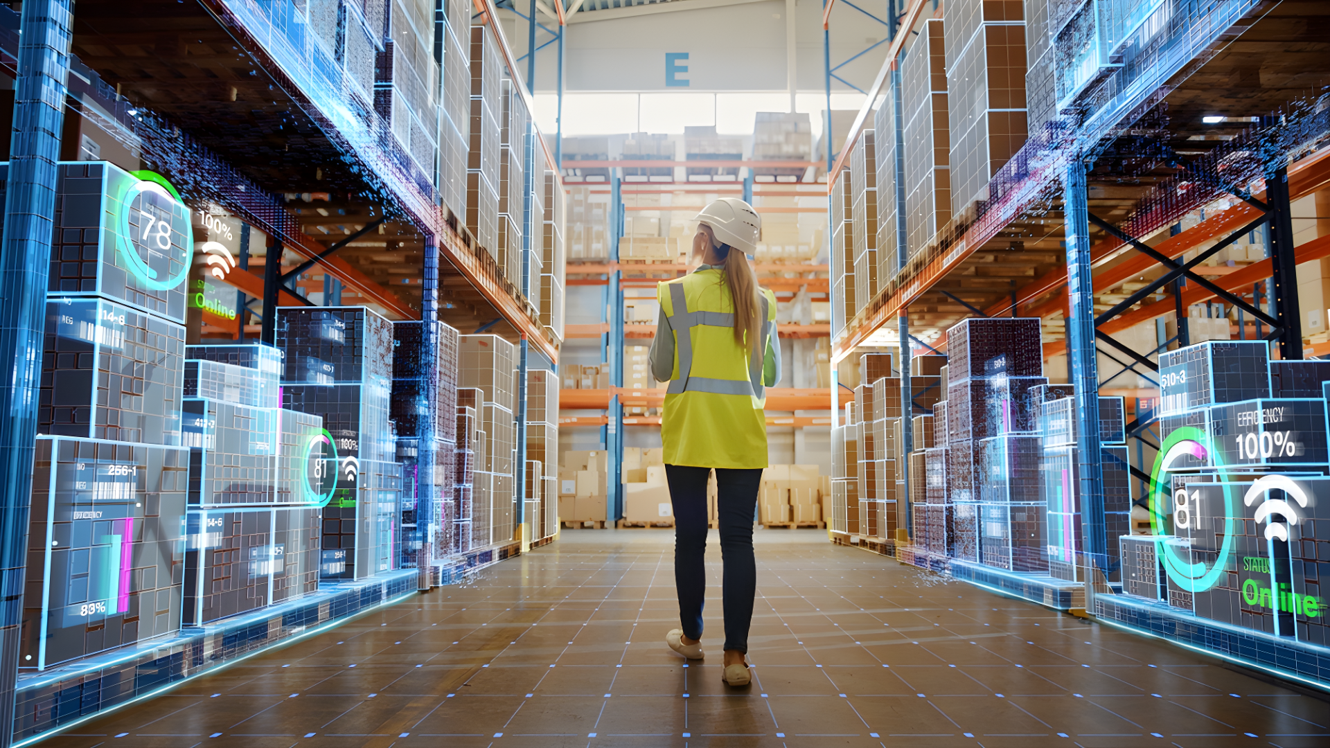 employee in a tech-forward warehouse