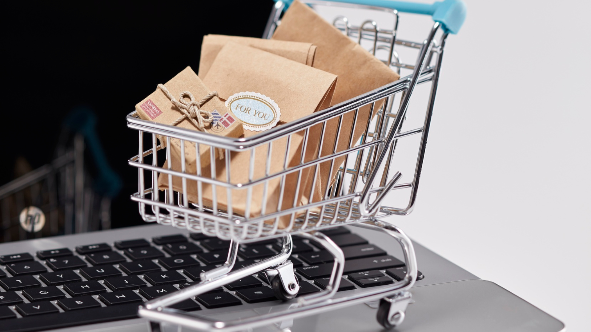 shopping cart on a laptop